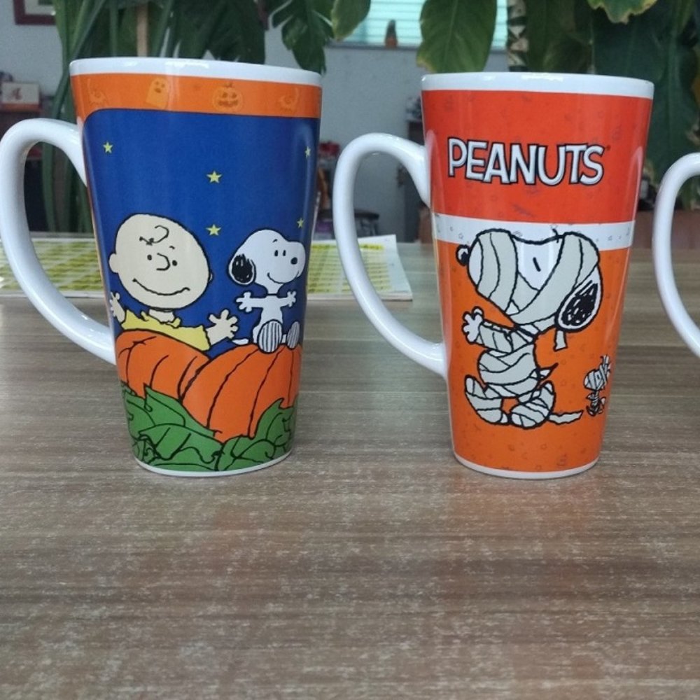 Peanuts 3 PCS SET Pumpkin 16oz Latte Ceramic Cup